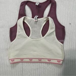 Kids Cream and Purple Heart Sports Bras